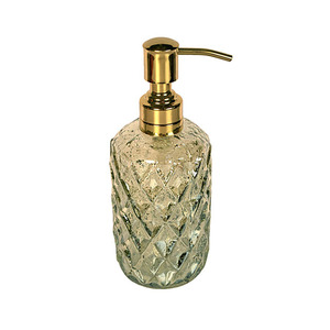 Dispensador de Jabón Líquido Redondo de Vidrio de Lujo Moderno con Bomba Dorada para Accesorios de Baño - Product Image 1