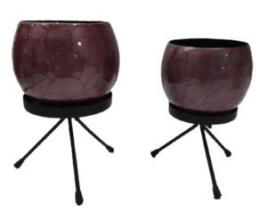 Ensemble de supports de plantes en métal moderne avec pots de fleurs décoratifs violets, support de plantes d'intérieur et d'extérieur pour la maison, le salon, le balcon - Product Image 2