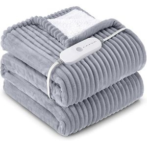 Coperta Elettrica Riscaldata in Morbido Flanella e Sherpa con 5 Livelli di Calore e Spegnimento Automatico dopo 3 Ore, Certificata ETL - Product Image 1