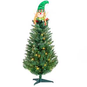 Árbol de Navidad de 3 pies y 129 ramas de PVC y hierro con decoración de Papá Noel ramas de Navidad verdes - Product Image 1