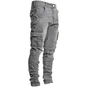 กางเกงยีนส์เดนิมทรงสลิมฟิตขาตรงสำหรับผู้ชาย สไตล์ลำลอง ฮิปฮอป สตรีทแวร์ กางเกงยีนส์แฟชั่นสำหรับผู้ชาย - Product Image 6