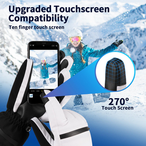 Waterproof Winter Ski <b>Gloves</b> Thermal Insulated Snow <b>Gloves</b> <b>Touchscreen</b> Leather Palm Outdoor Snowboarding Hiking <b>Gloves</b> Custom - Product Image 6