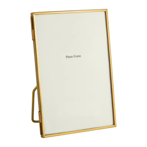Minimalist Brass Border Glass <b>Photo</b> <b>Frame</b> Modern Standing Metal Picture <b>Frame</b> for Home & Office Decoration - Product Image 1