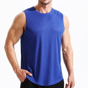 Men's <b>Navy</b> Blue Sleeveless Tank <b>Top</b> O-Neck Quick Dry Eco-Friendly Breathable Sequined Solid Color Casual Knitted 100% Polyester - Product Image 6