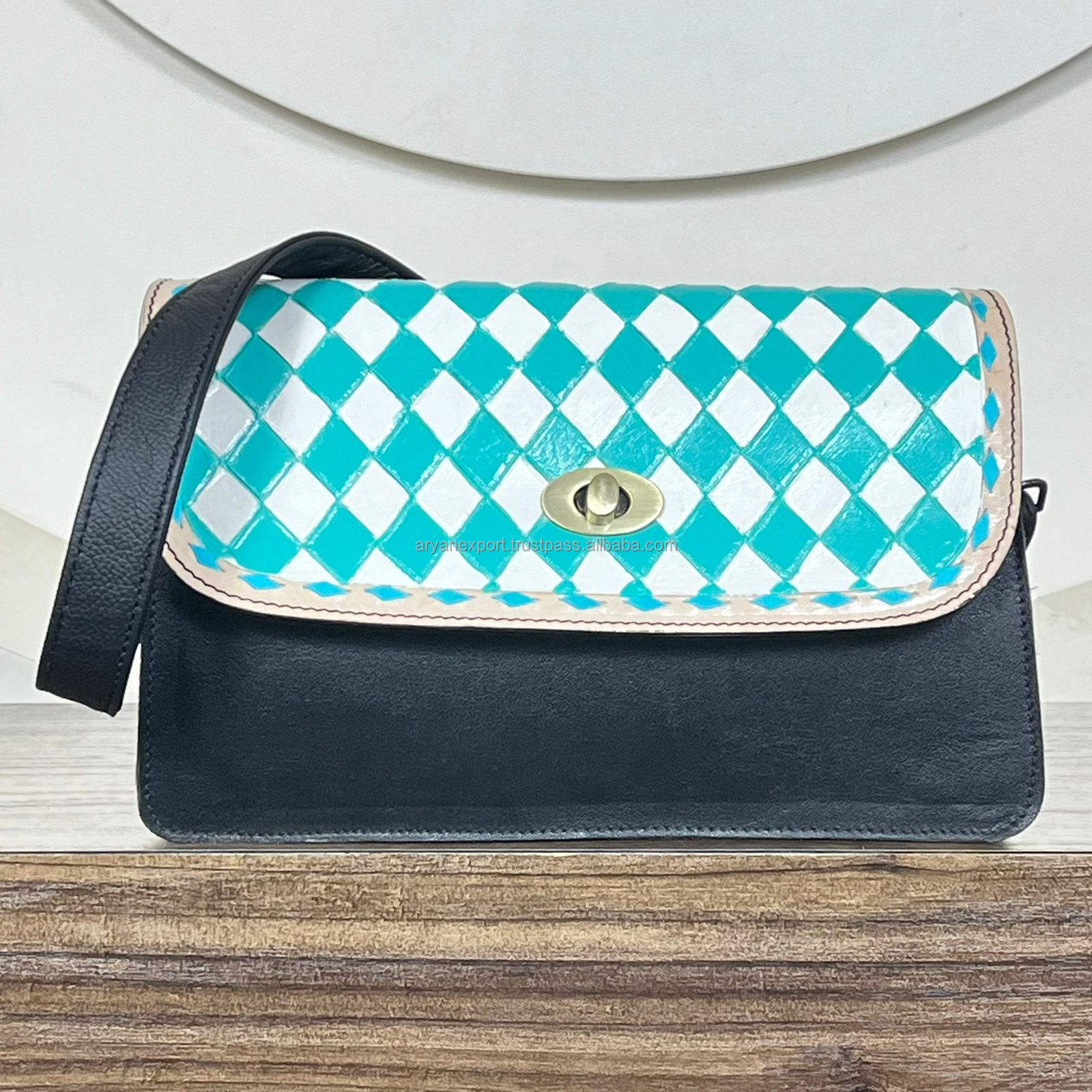 Turquoise & White Checkered