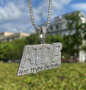 Colgante de Moissanita Personalizado ATDB Aint Tryna Die Broke, Chapado en Oro Rosa y Plata, Estilo Iced Out, Lujo Brillante para Fiestas Hip Hop - Product Image 4
