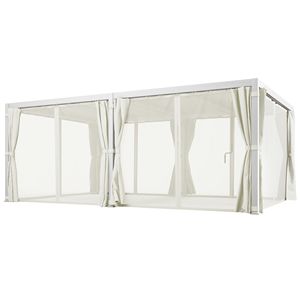 Gazebo e padiglione in Pergola da Patio 12x19 in alluminio con 2 tetti a lamelle regolabili e reti per tende impermeabili da combattimento UV - Product Image 1