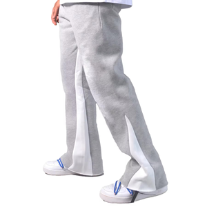 2026 New Arrival Men Flared Sweatpants Elastic Waist Two Tone Panel <b>Joggers</b> <b>Slim</b> Fit Flare Leg Casual Stylish Streetwear Pants - Product Image 4