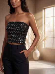 ชุดเดรสแฟชั่นสุดหรูแบบใหม่ ดีไซน์เซ็กซี่ ผ้าใยไผ่พรีเมียมถักโครเชต์ พิมพ์ลายดอกไม้สไตล์วินเทจ สำหรับผู้หญิง แบบไร้สาย ใส่ได้ทุกฤดู - Product Image 3