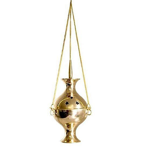 Brûleur d'encens en laiton suspendu avec chaîne, usage religieux, diffuseur de parfum décoratif toutes saisons - Product Image 1