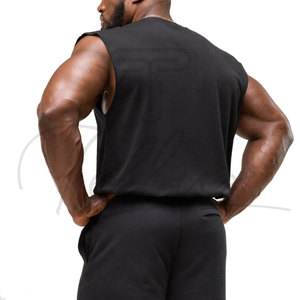 Camiseta sin mangas personalizada con cuello redondo y hombros anchos, corte holgado, tela de algodón ligera, con logo impreso, para hombre - Product Image 5