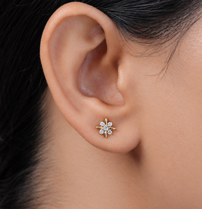 Pendientes de Diamantes Florales en Forma de Estrella VB-06SR, Oro Blanco Sólido de 18K, CVD HPHT, Diamante Cultivado en Laboratorio de 1.5CT, D VS1, Joyería para Mujer - Product Image 2