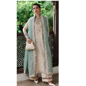 Vestido de Fiesta de 3 Piezas para Mujer, Elástico, con Bordado Chikankari de Lujo, con Paneles de Camisa Bordados, Mangas y Bordes - Product Image 3