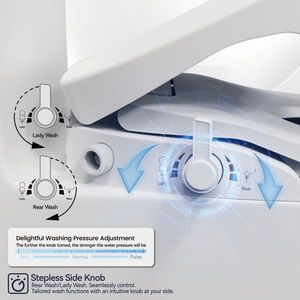 Siège de toilette intelligent avec bidet intégré, siège chauffant réglable, température et pression de l'eau réglables, buse automatique, bidet portable - Product Image 3