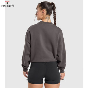 Sweat-shirt personnalisé unisexe pour femme, automne, lourd, respirant, coupe-vent, 100 % coton, manches longues, col rond, avec broderie - Product Image 2