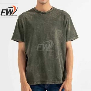 Camiseta de hombre con lavado ácido, transpirable, estilo urbano, 100% algodón, tejido de punto, ligera, oversize, venta al por mayor. - Product Image 1
