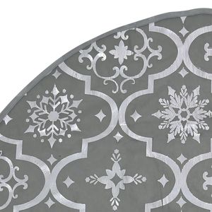 Grande jupe de sapin de Noël pliable en polyester gris pour décorations festives - Product Image 6