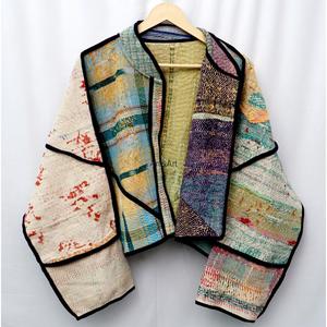 Nouvelle arrivée, veste en coton de qualité supérieure pour femmes, design Kantha, multicolores, broderie ethnique à la main, fermeture ouverte - Product Image 1