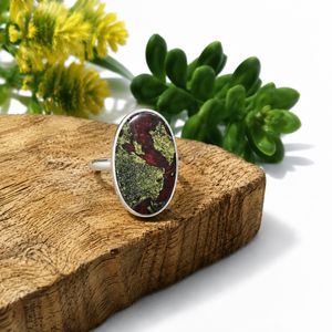 KGN SILVER JEWELLERY HOUSE Bague en pierre précieuse naturelle Jaspe Sang de Dragon, Argent Sterling 925 massif, Faite à la main, Certifiée par un tiers - Product Image 3