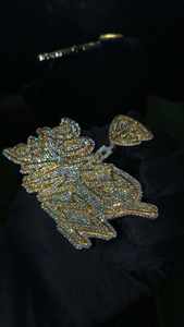 DOMZZY BANZZ Collier personnalisé Hip Hop avec nom, pendentif bicolore plaqué or, serti de diamants Moissanite, style Bling - Product Image 2