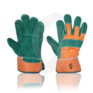 Guantes de Trabajo de Cuero, Palma Verde Naranja, Antideslizantes, Resistentes a la Abrasión, Puño Recto, Guantes de Seguridad de Uso General, 7mil, 5mil, 10mil - Product Image 5