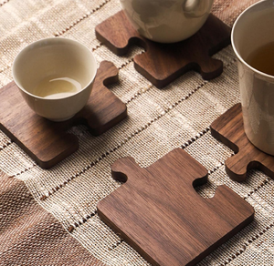 Posavasos Elegantes de Madera de Acacia con Diseño de Rompecabezas, Resistentes al Calor, Ecológicos, Personalizables y Duraderos para Vajilla - Product Image 3