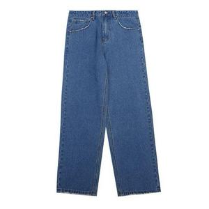 Jeans de Mezclilla para Hombre, Corte Recto y Holgado, Algodón de Peso Medio, Estilo Casual, Lavado Regular, Color Sólido, Logotipo Frontal, Ropa de Otoño - Product Image 6