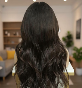 Perruque frontale HD en dentelle naturelle noire de qualité supérieure, cheveux humains vierges brésiliens, longue et ondulée pour femmes - Product Image 6