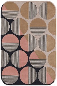 Tapis en laine tufté à la main, tapis géométrique abstrait moderne, tapis circulaire rayé, tapis design contemporain, décoration artisanale pour salon - Product Image 3