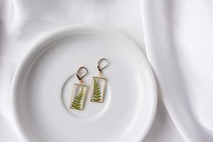 <b>Resin</b> Transparent Fern Leaf <b>Resin</b> Earrings Fern Frame Earrings Pressed Fern <b>Resin</b> Earrings Gold Frame Fern <b>Resin</b> <b>Craft</b> - Product Image 6