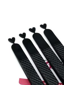 Haute Qualité 90 Degrés Noir Plasma Dos Coeur Conception Fiber Pointe Extension De Cils Pince À Épiler En Acier Inoxydable Beauté Instrument - Product Image 5