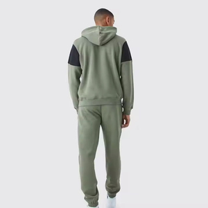 Conjunto de Sudadera con Capucha y Pantalones Deportivos de Color Sólido para Hombre, Manga Larga, Estilo Casual, Corte Regular, Algodón de Peso Medio, Otoño - Product Image 3