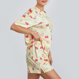 Conjunto de Top y Shorts Casuales de Verano para Mujer, Manga Corta, Cuello Redondo, Algodón y Spandex, Secado Rápido, Ligero y Transpirable - Product Image 3