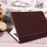 Housse de protection intégrale légère de haute qualité personnalisée pour MacBook Pro Air, en cuir Crazy Horse, avec bandoulière