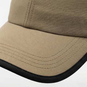 Unisex 6-Panel <b>Baseball</b> <b>Cap</b> Solid Color Twill Fabric Fitted Back Closure Casual Style Adult Hat Beige with <b>Black</b> Trim - Product Image 4