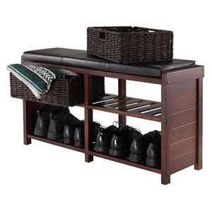 Panca cuscino Colin con cesti per scarpiere ingresso - Product Image 1