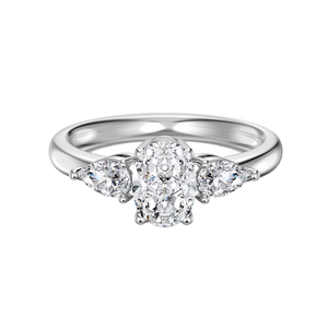 For Women Promise 925 Sterling Silver <b>Rhodium</b>/Gold Plated Engagement Wedding Classic Oval Three-Life Stone Zircon <b>Ring</b> - Product Image 3