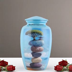 Nouvelles urnes funéraires classiques à motif pierre, personnalisables, nouveau design, fournitures funéraires, urnes commémoratives en aluminium pour cendres d'adultes - Product Image 1