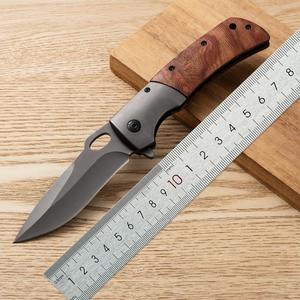 Cuchillo Táctico Plegable de Titanio Gris de Alta Dureza para Exteriores, con Mango de Madera, para Defensa Personal y Supervivencia - Product Image 4