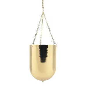 Minimalist Brass Plated Hanging Planters <b>Set</b> <b>Square</b> Design For Indoor Outdoor Use Vase With Chrome Plated Finish Hanging Planter - Product Image 6
