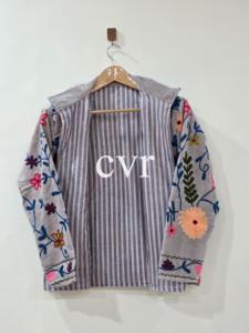 Handmade Velvet Suzani Outerwear Hand Embroidered Women's Luxury <b>Coat</b> <b>Coat</b> Eco-Friendly Winter Boho for Party Wear - Product Image 3