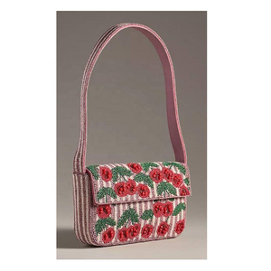 Sac à bandoulière fait main en perles de verre entièrement brodées, motif géométrique, fermeture magnétique, travail de perles complexe, idéal pour l'été, la plage et les voyages - Product Image 3