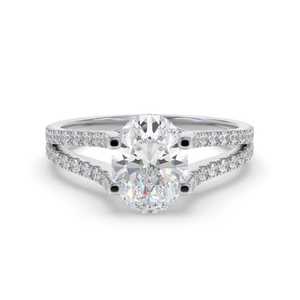 Moissanite 2.50CT Oval Diamond <b>Solitaire</b> Dual Eternity Band <b>Ring</b> Original 925 <b>Silver</b> With Gold Plated Fine Classic Style Jewelry - Product Image 2