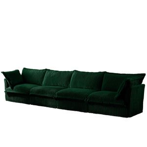 Divano Extra Profondo a 4 Posti in Tessuto Corduroy, Comodo Divano a S con Rivestimento Rimovibile per Soggiorno - Product Image 5