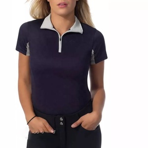 New 2027 Style Women's Equestrian Base Layers Short Sleeve Horse Rider Clothing Embroidered Logo Spandex/Polyester Knitted - Product Image 1
