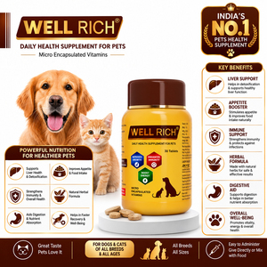 อาหารเสริมสุขภาพสำหรับสุนัขและแมว ยี่ห้ออินเดียนซัพพลายเออร์ เวลริช 30 เม็ด วิตามินเสริมสร้างภูมิคุ้มกัน พลังงาน โปรไบโอติก และกรดอะมิโน สำหรับสัตว์เลี้ยง ใช้ได้ทุกวัน - Product Image 4