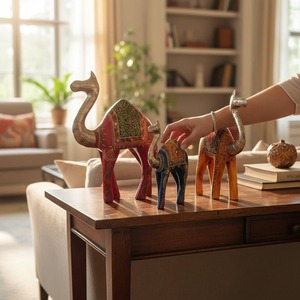 Escultura de camello de metal para decoración de mesa con acabado plateado antiguo, decoración única para el hogar. - Product Image 4