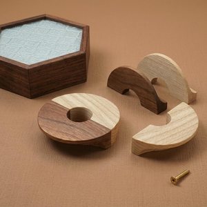 Minimalistic <b>walnut</b> Handmade oak <b>drawer</b> pulls Geometric wooden cabinet knobs Minimalist furniture handles for Home Office - Product Image 5