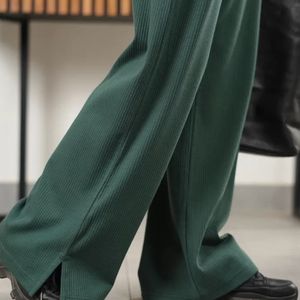 <b>Women</b> Dark Green <b>Pinstripe</b> Wide Leg Track Pants Casual Sportswear <b>Trousers</b> Custom Design Private Label Apparel Manufacturer - Product Image 6