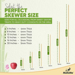 Spiedini di bambù XL da 8 pollici, 100 pezzi, spessore 4 mm, bastoncini in legno resistenti per shish kebab, grigliate, barbecue, accessori per barbecue - Product Image 1